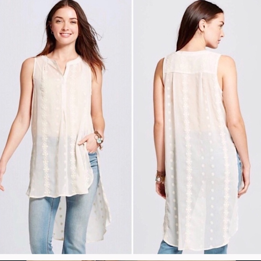 COPY - Knox Rose Lace Tunic With Slit Hight Low Ivory